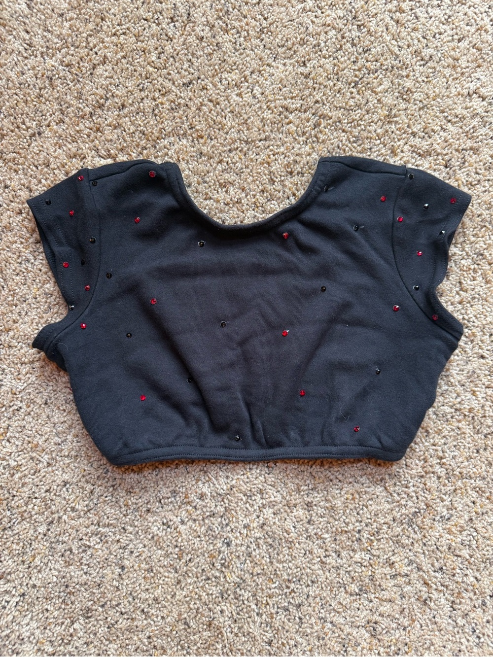 Kellé Dancewear Large Child Black Rhinestone Dance Crop Top Jazz Contemporary